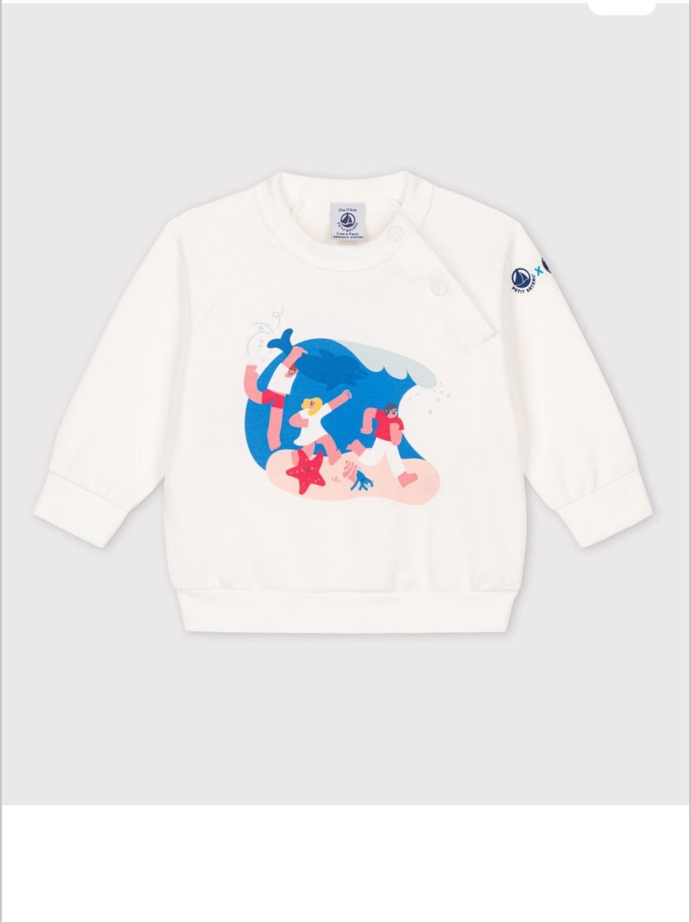 Petit Bateau Beach Graphic Sweatshirt | 24 Months | Like New | 100% Cotton